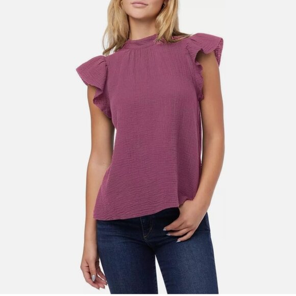 NWOT Joe's Jeans Gauzy Flutter Sleeve Mock-Neck Top (Small) - Picture 1 of 5